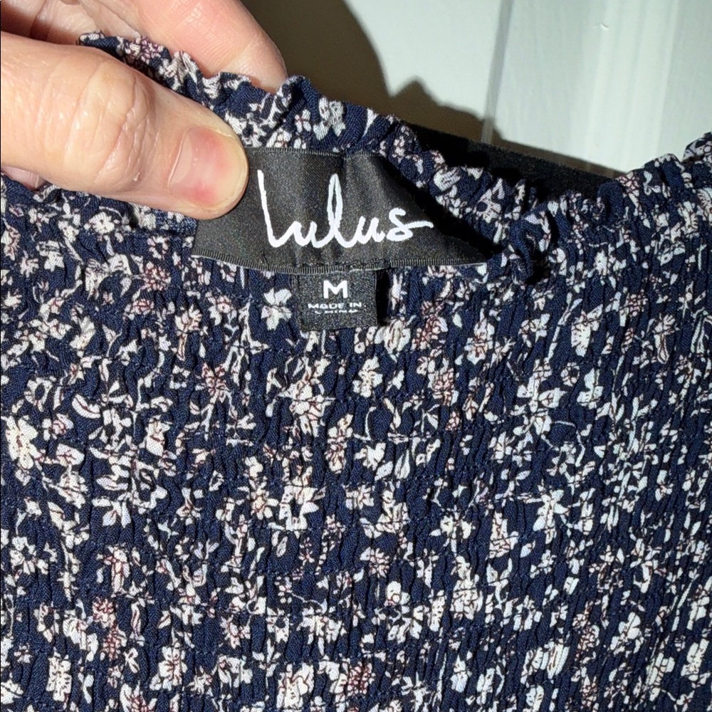 Lulus Women’s Navy Floral Belted Pantsuit - Casual Summer Style - Picture 4 of 7